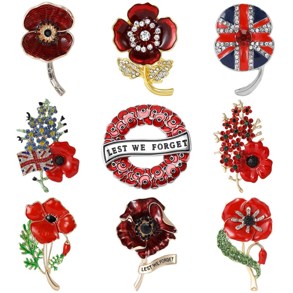 Office Furniture Hon - 1PC Enamel Poppy Flower Wreath Brooches