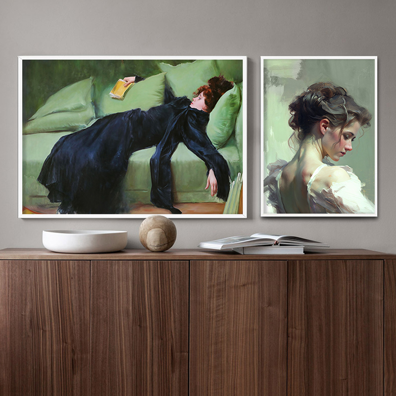 Girl Reading Vintage Oil Paint - Office Furniture Hon 评论和价格