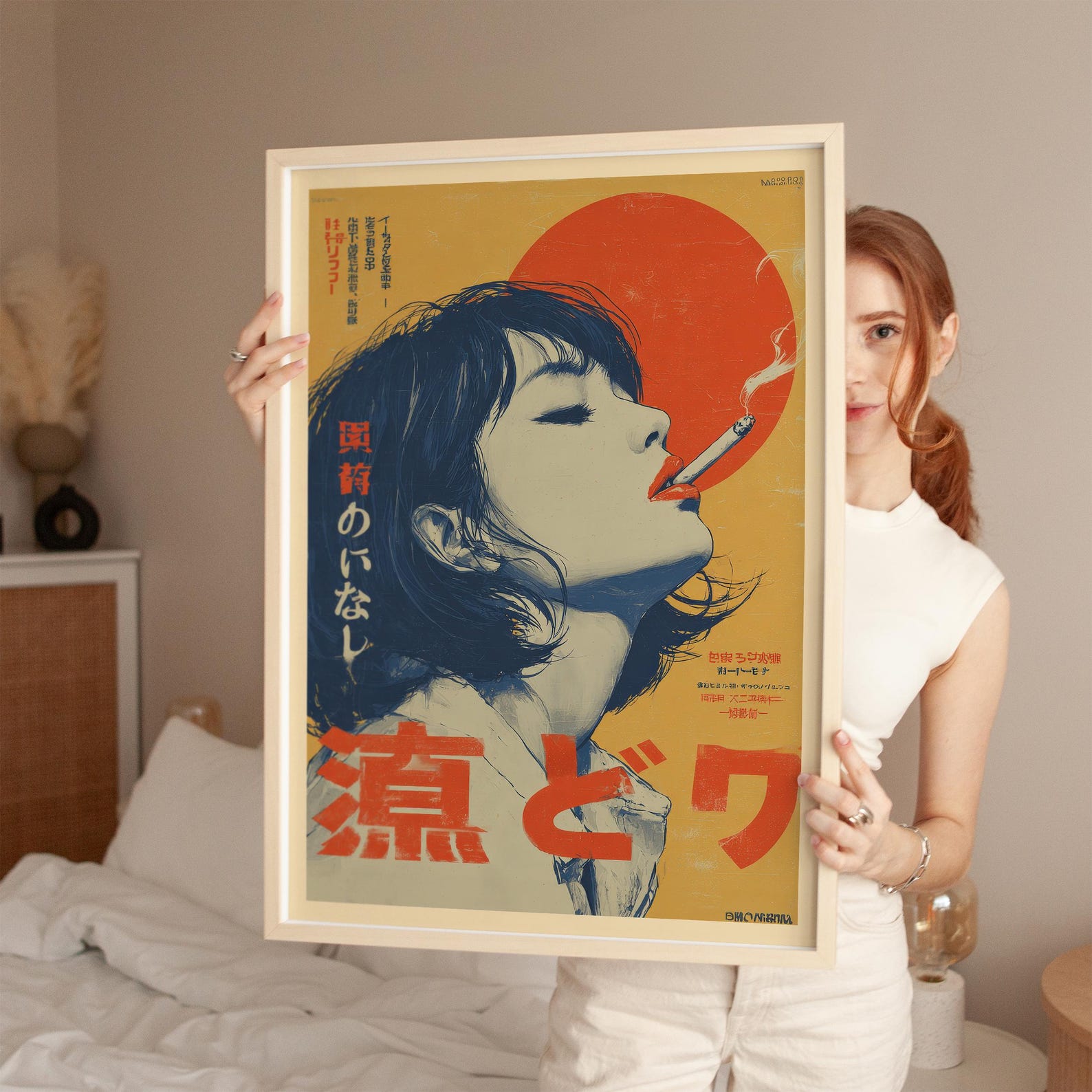Retro Japanese Woman Smoking C - Office Furniture Hon 评论和价格