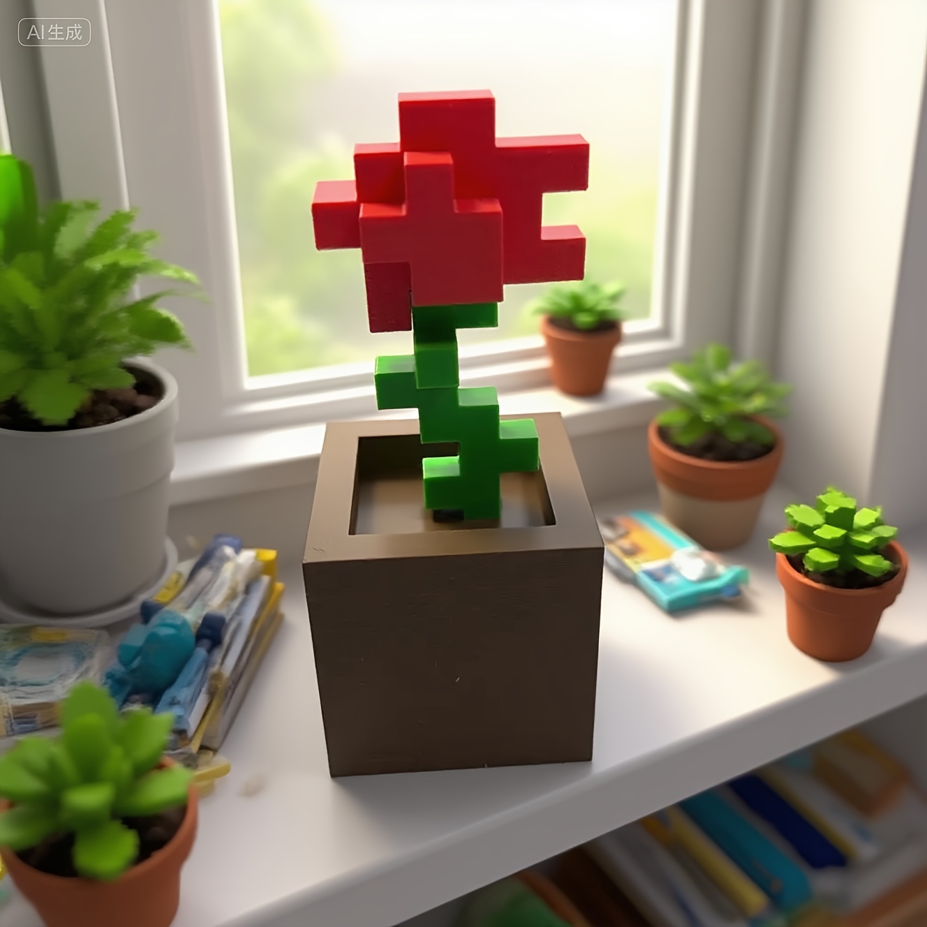 1 Piece Pixel Rose Flower Orna - Office Furniture Hon 评论和价格