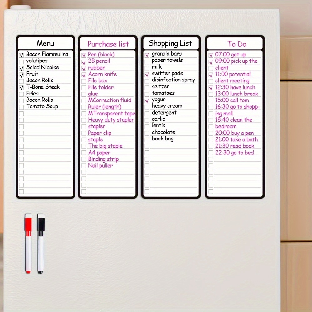 4pcs Magnetic Dry Erase List B - Magnetic Whiteboard Calendar 评论和价格